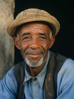 africano americano hombre desde el temprano 1900 de colores antiguo foto ai generativo