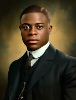 African american man from the early 1900s colored old photo AI Generative