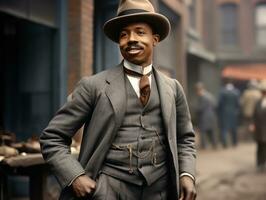 African american man from the early 1900s colored old photo AI Generative