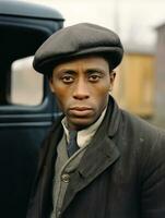 African american man from the early 1900s colored old photo AI Generative