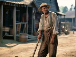 africano americano hombre desde el temprano 1900 de colores antiguo foto ai generativo