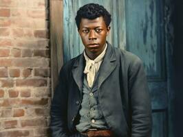 African american man from the early 1900s colored old photo AI Generative