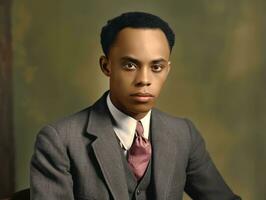 African american man from the early 1900s colored old photo AI Generative