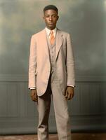 African american man from the early 1900s colored old photo AI Generative