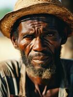 africano americano hombre desde el temprano 1900 de colores antiguo foto ai generativo