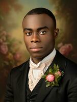 African american man from the early 1900s colored old photo AI Generative