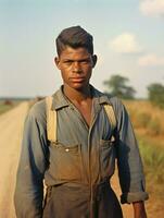African american man from the early 1900s colored old photo AI Generative