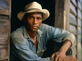 African american man from the early 1900s colored old photo AI Generative