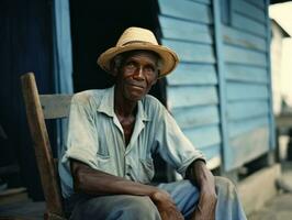 africano americano hombre desde el temprano 1900 de colores antiguo foto ai generativo