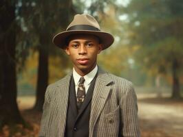African american man from the early 1900s colored old photo AI Generative