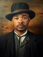 African american man from the early 1900s colored old photo AI Generative