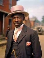 African american man from the early 1900s colored old photo AI Generative