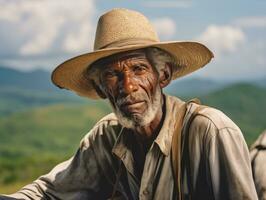 African american man from the early 1900s colored old photo AI Generative