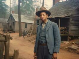 africano americano hombre desde el temprano 1900 de colores antiguo foto ai generativo