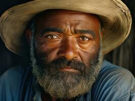 africano americano hombre desde el temprano 1900 de colores antiguo foto ai generativo