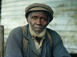 African american man from the early 1900s colored old photo AI Generative