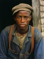African american man from the early 1900s colored old photo AI Generative