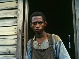 African american man from the early 1900s colored old photo AI Generative