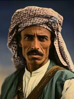 Arabian man from the early 1900s colored old photo AI Generative