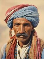 Arabian man from the early 1900s colored old photo AI Generative