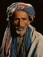 Arabian man from the early 1900s colored old photo AI Generative