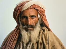 Arabian man from the early 1900s colored old photo AI Generative