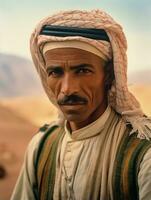 Arabian man from the early 1900s colored old photo AI Generative