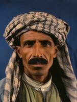 Arabian man from the early 1900s colored old photo AI Generative