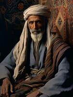 Arabian man from the early 1900s colored old photo AI Generative