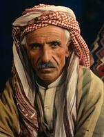 Arabian man from the early 1900s colored old photo AI Generative