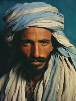 Arabian man from the early 1900s colored old photo AI Generative