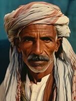 Arabian man from the early 1900s colored old photo AI Generative