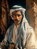 Arabian man from the early 1900s colored old photo AI Generative