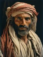 Arabian man from the early 1900s colored old photo AI Generative