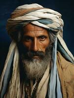 Arabian man from the early 1900s colored old photo AI Generative