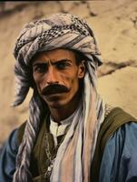 Arabian man from the early 1900s colored old photo AI Generative