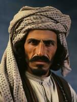 Arabian man from the early 1900s colored old photo AI Generative