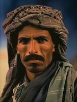 Arabian man from the early 1900s colored old photo AI Generative