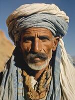 Arabian man from the early 1900s colored old photo AI Generative