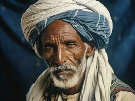 Arabian man from the early 1900s colored old photo AI Generative