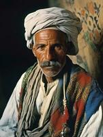 Arabian man from the early 1900s colored old photo AI Generative