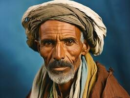 Arabian man from the early 1900s colored old photo AI Generative