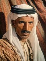 Arabian man from the early 1900s colored old photo AI Generative