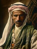 Arabian man from the early 1900s colored old photo AI Generative