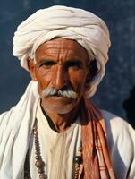 Arabian man from the early 1900s colored old photo AI Generative