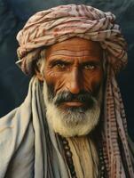 Arabian man from the early 1900s colored old photo AI Generative