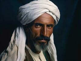 Arabian man from the early 1900s colored old photo AI Generative