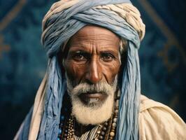 Arabian man from the early 1900s colored old photo AI Generative