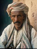 Arabian man from the early 1900s colored old photo AI Generative