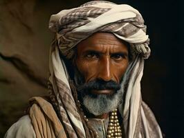 Arabian man from the early 1900s colored old photo AI Generative